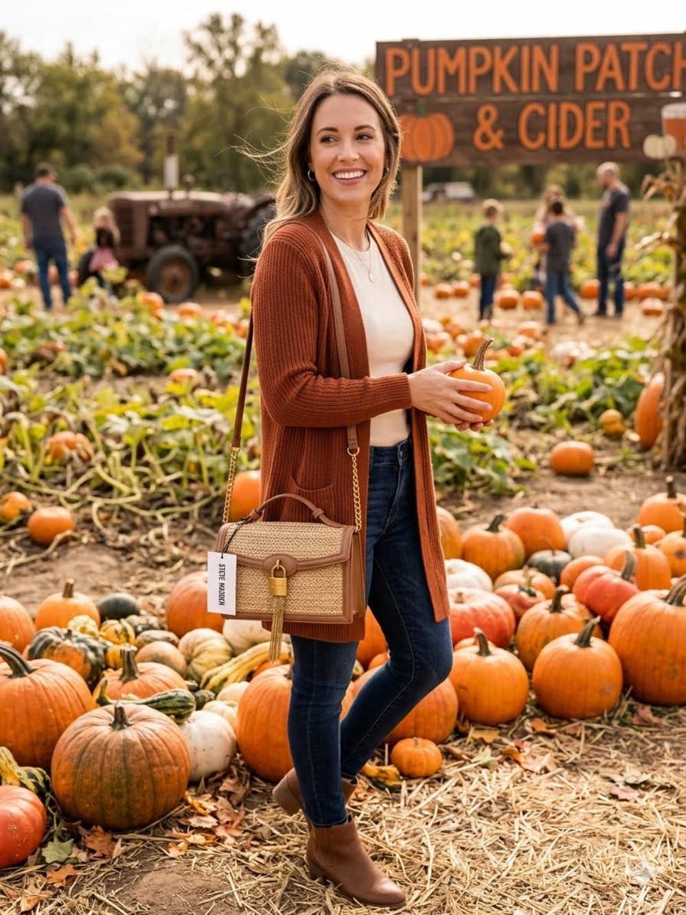 NWT Steve Madden BStarri Woven Raffia Crossbody Satchel Bag - Cognac/Natural